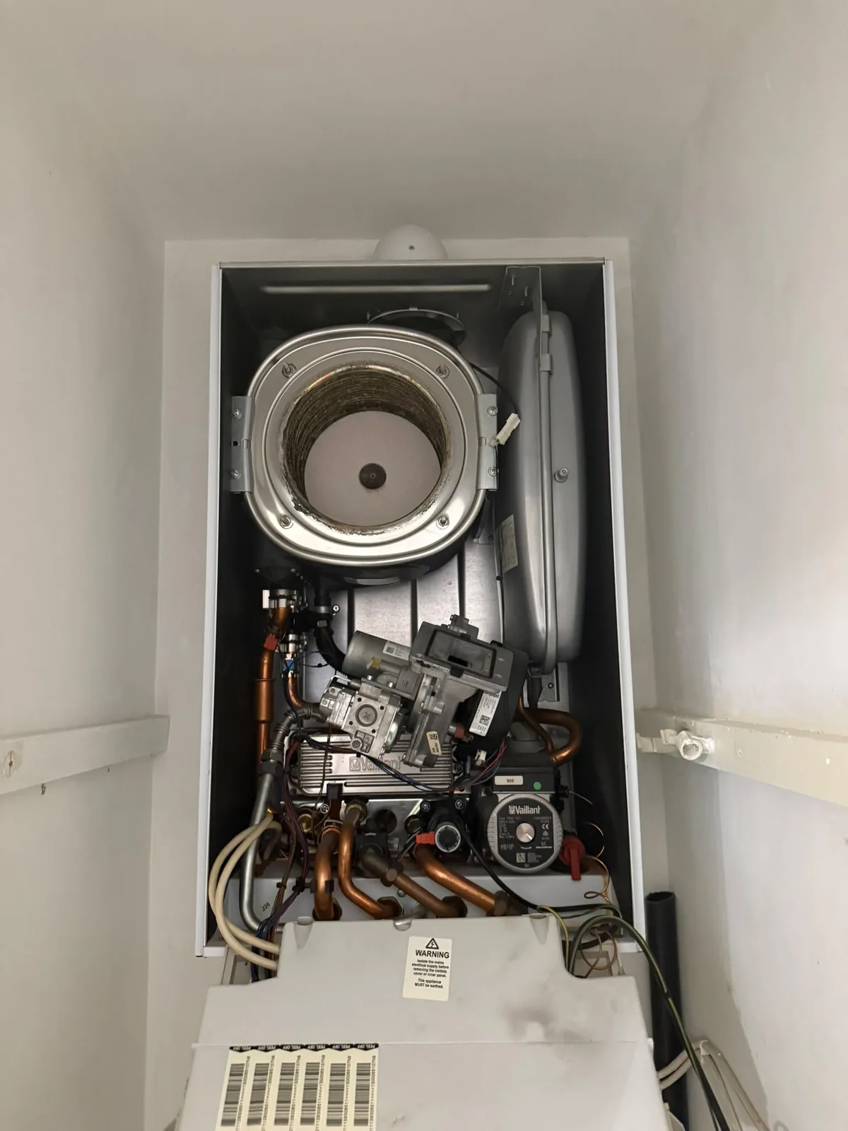 Open boiler being inspected and repaired by HB Group